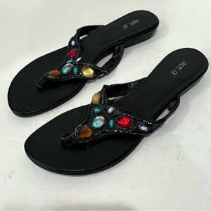 APT. 9 Women’s Vintage Black & Mulitcolor Beaded Flip Flops Sandals - size 7.5